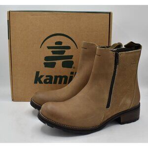 Kamik Womens‎ Size 8 Isabella Lo Fossil Leather Zipped Boots Booties Shoes
